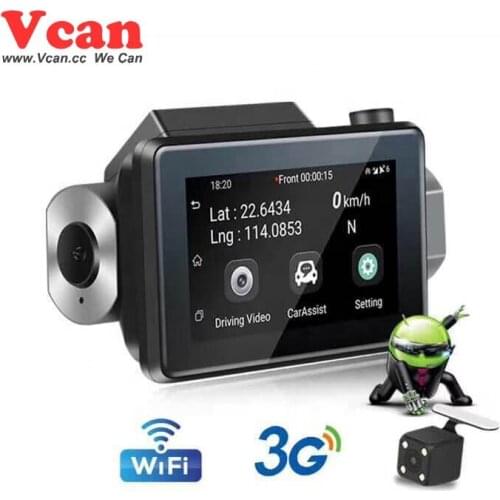 Android Dash Cam Car DVR Camera GPS Logger 3G WiFi Dual Lens WDR Video Recorder 5.1 Rearview smart blackbox Vcan1608