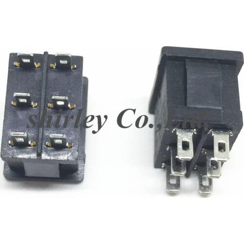 Free shiiping 100PCS Ship Type Switch 15*21mm 6PIN ON/OFF/ON Boat Rocker Switch 6A/250V 10A/125V 15X21