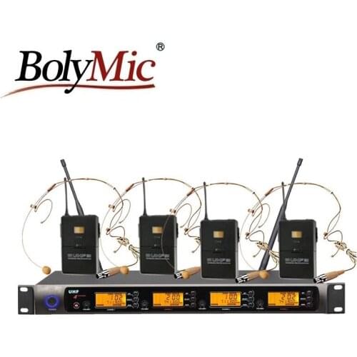 Bolymic condenser microphone 4 Channels uhf PLL wireless microphone Professional