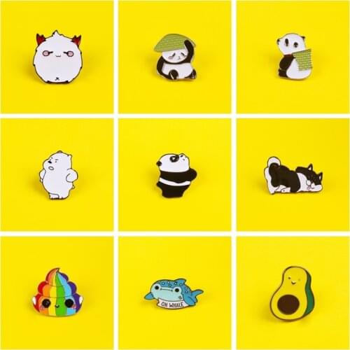 Brooch Kawaii Cartoon Panda Black White Metal Badges On Jeans Jacket Anime Icon On The Backpack Enamel Pins Accessories Jewelry