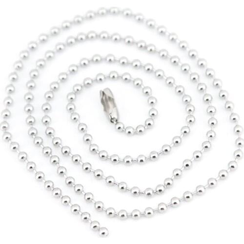 10pcs Silver Tone Stainless Steel Dog Tag Chains,2.3mm Ball Bead Chain Ball Chains for Necklaces Keychains 20" 50cm Wholesale