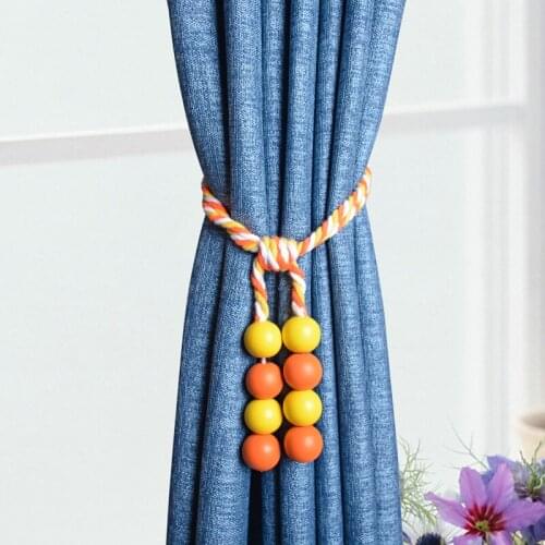 Wood beads Curtain Holders Tieback Clips Hanging Ball Beaded Buckle Tie Back Straps Accessories Home Decoration