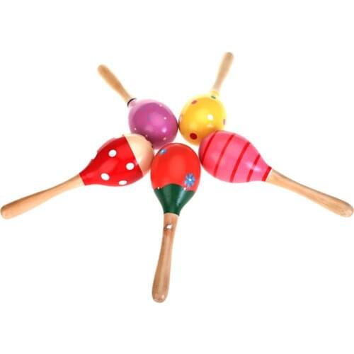 Kids Baby Child Maraca Rattle Shaker Musical Toy Wooden Percussion Favor Gift