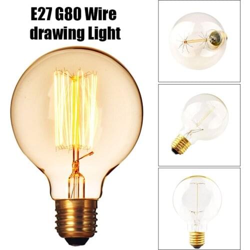 E27 40W 110V 220V 240V Retro Edison Filament Bulb G80 Wire drawing Light Energy Saving Lamp 4pcs/lot