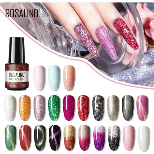 ROSALIND Gel Polish Glitter Shiny Diamond Sequins UV Gel 7ML All For Nail Art Design Manicure Semi Permanent Hybrid Varnish