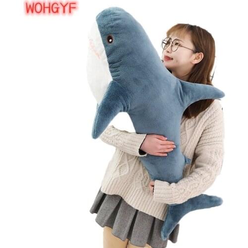 80/100cm Big Size Funny Soft Bite Shark Plush Toy Pillow Appease Cushion Gift For Children Baby Toys