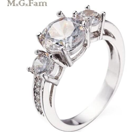 MxGxFam Elegant White Rings For Women AAA+ Cubic Zircon Gold color Hot jewelry AAA