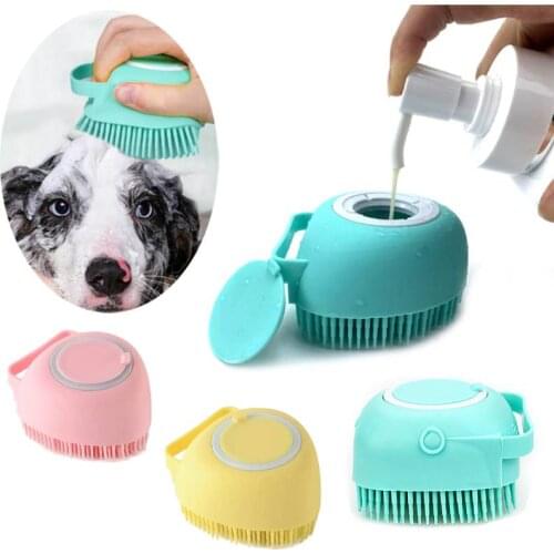 Soft Pet Dog Cat Shampoo Massager Brush Cat Comb Grooming Scrubber Shower Brush for Bathing Hair Clean Silicone Brushes