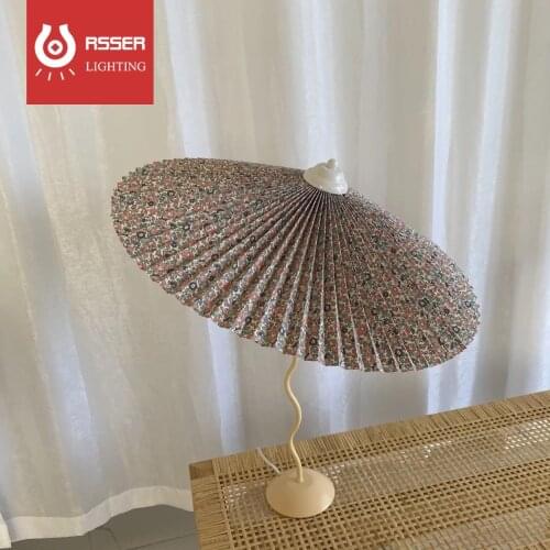 RSSER Night Light Desk Bedroom Bed Decoration Table Lamp Ball Wooden Umbrella Desk Lamp