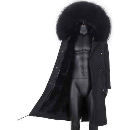 2020 Real Fur Coat Winter Jacket men x-Long Parka Waterproof Big Natural Raccoon Fur Collar Hood Thick Warm Real Fox Fur Liner
