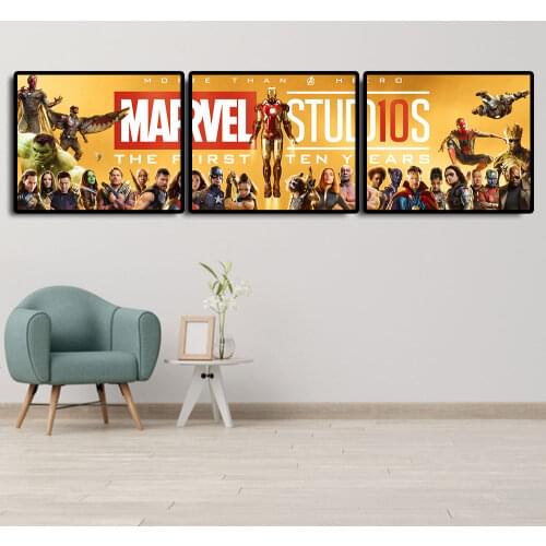 Marvel The Frist 10 Years Poster The Avengers Superhero Group Photo HD Printing On Canvas Painting For Living Room Bedroom Decor