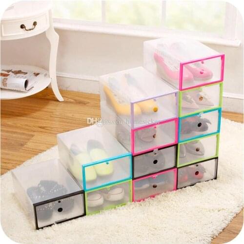 10pcs/lot Transparent Shoe Boxes Clear Plastic Storage Box Packaging Boxes For Shoes For Men And Women