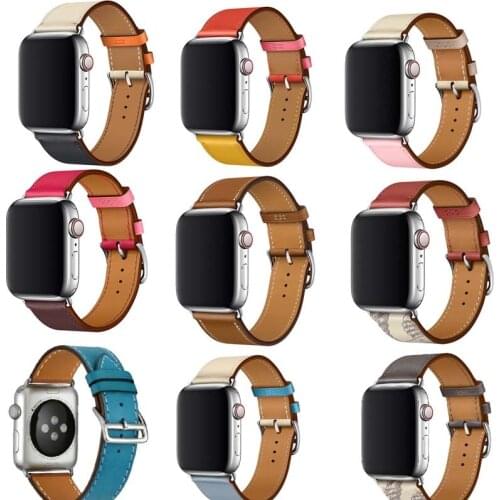Bracelet for iwatch belt Series 6/5/4/3/2/1 Genuine Leather strap For Apple Watch band SE Single Tour 38 42 40mm 44mm