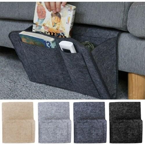Modern Felt Bedside Storage Bag Hanging Durable Book Felt Sofa Side Pouch Protable Pockets for Bedroom Living Room Organizer
