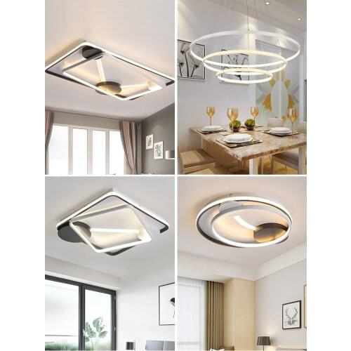 Modern LED Ceiling Light Fixtures For Living Room Bedroom Home Lighting With Remote Control Dimmable Black White Lamp Lustre