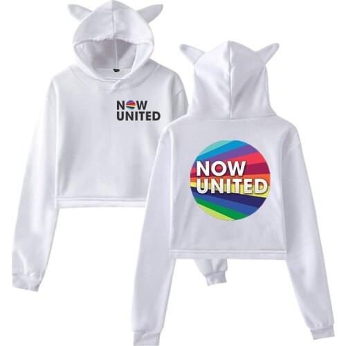 Now United Hoodie Pullover Girl Tracksui Cat Crop Top Pink UN Team Sweatshirt 2020 Now United - Better Album Cat Hoodie Women