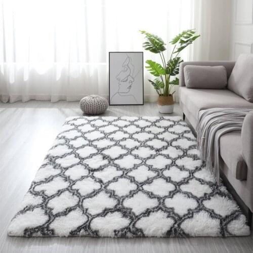 Thick Silk Wool Living Room Carpet Bedroom Room Bedside Furry Mat Modern Tie-Dye Washable Floor Mat Home Interior