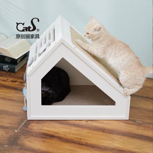 Solid Wood Breathable Cat Litter Sisal Scratcher Cat Toy Cat Furniture