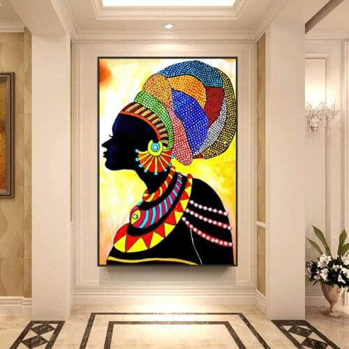 African Makeup Women Oil Painting Printing on Canvas Picture Abstract Figure Wall Art Retro Posters Living Room Home Decoration