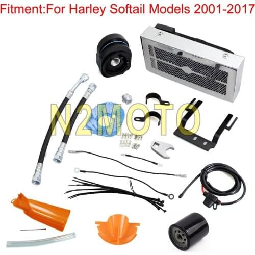 Motorcycle Chrome Oil Cooler Oil Cooling Oil Filter Funnel for Harley Softail Fat Boy FLST FXST 2001-2017