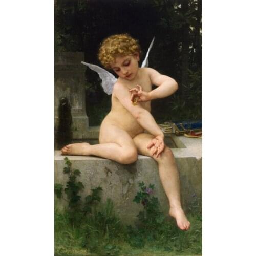 Handmade Oil painting reproduction Cupid with Butterfly by William Bouguereau