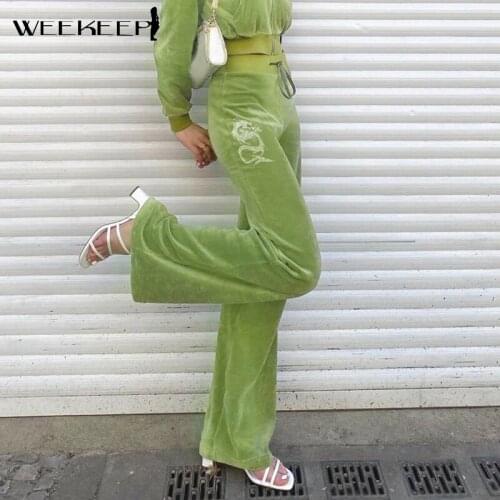 WEEKEEP Women's Velvet Trousers