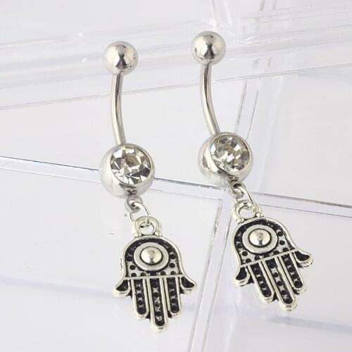 Women Fashion Piercing Pink Color Crystal Heart Wing Belly Navel Ring Dangle Personality Body Jewelry Accessories Wholesale Hand