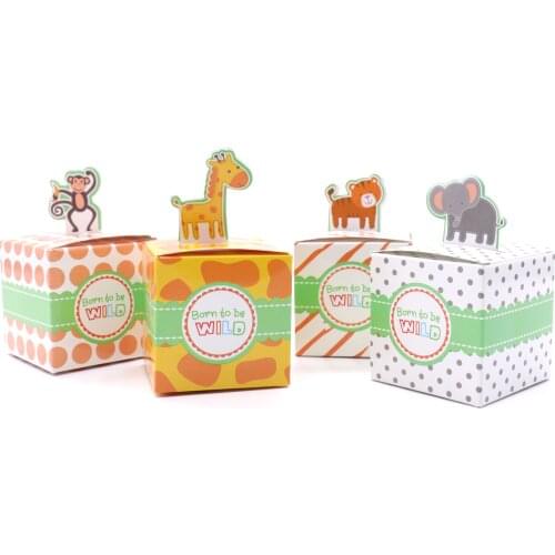 10Pcs Cute Wild Animals Candy Box Jungle Giraffe Monkey Gift Box for Kids Baby Shower Birthday Party Supplies Funny Paper Boxes