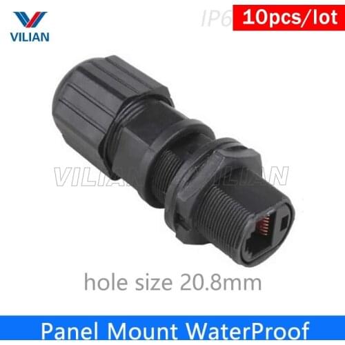 Grade A quality RJ45 shielded Panel Mount Waterproof Connector AP box adapter Network cable extension socket 10units