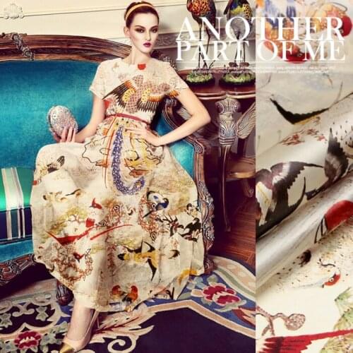 135 cm wide silk organza fabric 14 mm printed chinese silk fabric micro-perspective dress fabric wholesale silk cloth