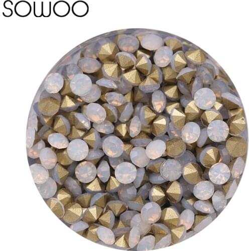 1440pcs/lot 1.5-3mm sizes Round crystal Fancy strass Pointed back glass White Opal color stone For Choice Jewelry Making