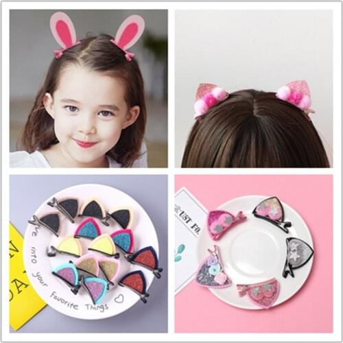 2PC Fashion lovely Cat ear Sequins Hair Pins for Children in Womens Hair Accessories Cute Childrens series HeadWear