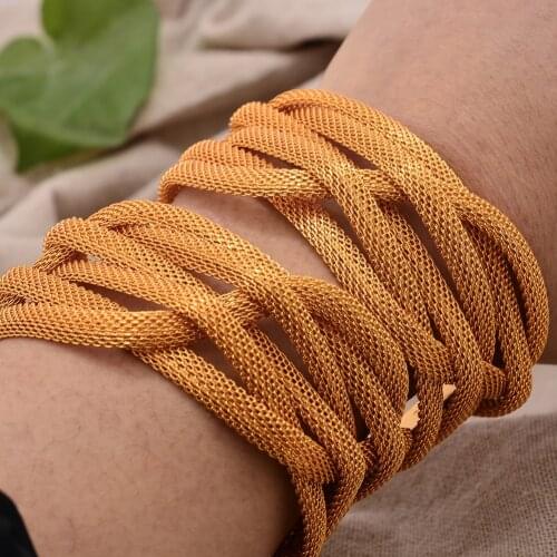 2Pcs/lot Gold Color Bangles For Women Dubai Bride Wedding Cuff Bracelet Africa Bangles Jewelry Gold Charm Bracelet party gifts