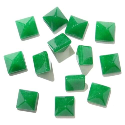 Wholesale 14mm Natural Gem stone Quartz crystal Tiger eye Pyramid Cabochon Pendant for Jewelry making necklace Accessories 50PCS