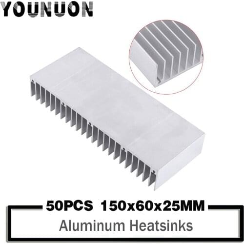 50Pcs YOUNUON Radiator Aluminum Heatsink Extruded Heat Sink For LED Electronic Heat Dissipation Cooling Cooler 150x60x25mm