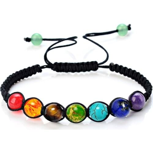 6mm natural stone 7 chakras bracelet yoga energy bracelet 24pcs/lot free shipping