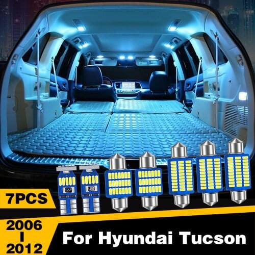 7pcs W5W T10 Error Free Car LED Lights Interior Dome Reading Trunk Lamp For Hyundai Tucson 2006 2007 2008 2009 2010 2011 2012