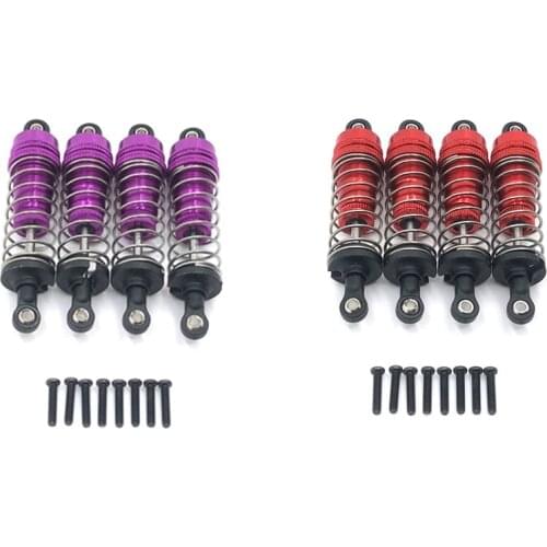 8Pcs Metal Shock Absorber Damper for Wltoys 124019 124018 144001 RC Car Spare Parts Upgrade Accessories,Purple & Red