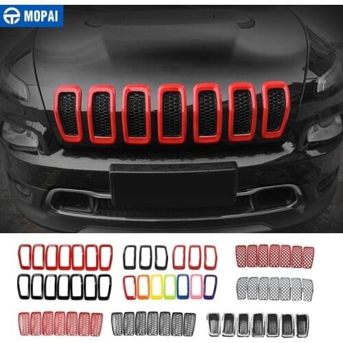 MOPAI Car Sticker for Jeep Cherokee 2014+ ABS Car Front Grilles Decoration Cover Stickers for Jeep Cherokee 2018 Car Accessories