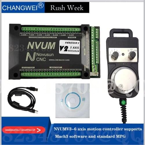 CNC engraving machine motor controller NVUMV2.1 Mach3 motion control card 200kHz 3 /4/ 5 /6 axis and electronic handwheel