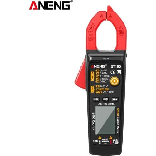 ANENG ST190 Smart Clamp Meter 6000 Counts Auto-ranging Digital Multimeter LCD AC DC Voltage Pen Detector Temperature Measuring