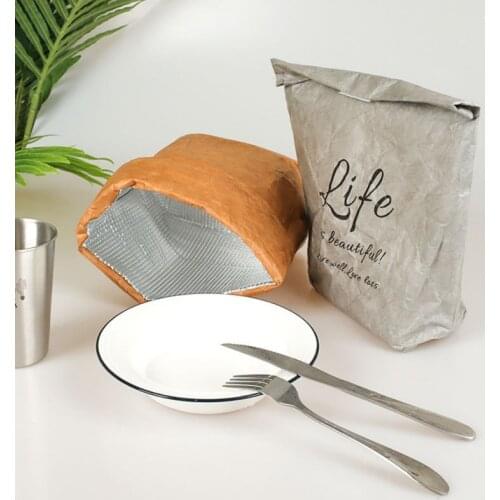 Eco Waxed Canvas Lunch Bag Reusable Insulated Freezable Paper Snack Bags For Work Picnic School 11