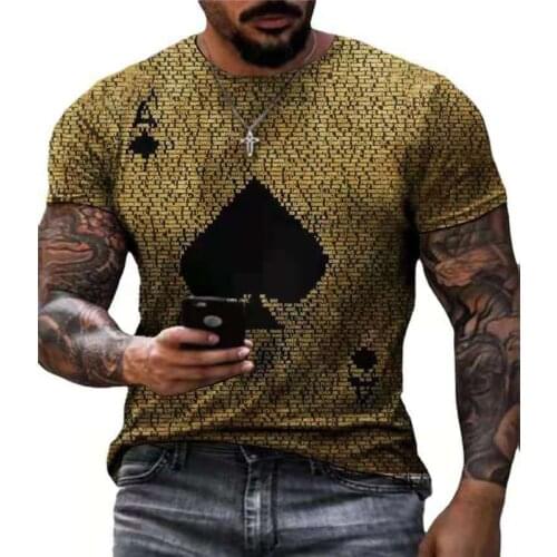 T Shirt Men Summer New Oversize Short Sleeve Clothing Streetwear Spade Poker Letter Print Tee Shirts Tshirts Casual Loose Tops