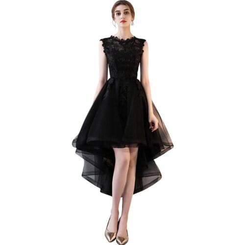 J96 Girl High Low Lace Little Black Dresses For Fomal Occasion Dress Sweet Memory Bride Guest Wedding Party Graduation Veatidos