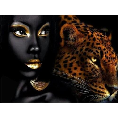 Lady diamond painting by number beauty beast mosaic art canvas leopard embroidery stickers rhinestone picture puzzle wall paper