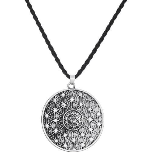 Kinitial Vintage Sacred Eye Pendant with Flower of Life Pendant Necklace For Man Punk Egyptian Amulet Protection Jewelry