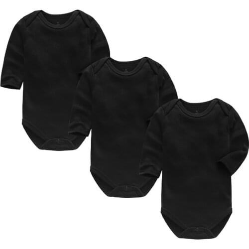 3 Pack Baby Bodysuits Autumn Winter Boys And Girls Long Sleeved Cotton Black Bodysuit Newborn Infant Outfits Baby Clothes