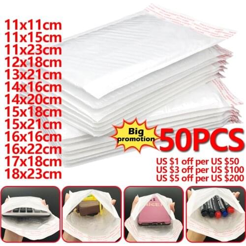 50 PCS/Lot White Foam Envelope Bags Self Seal Mailers Padded Shipping Bubble Mailing Packages Bag