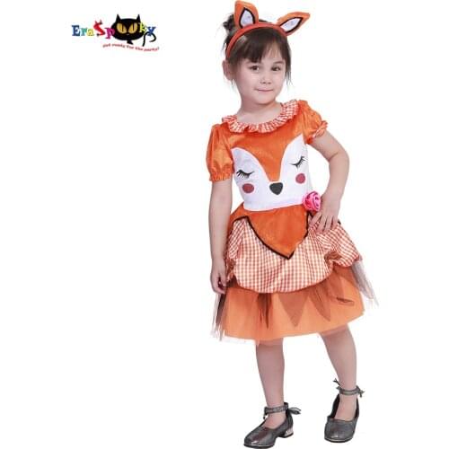 Carnival Party Costumes for Kids Toddler Animal Dress Girls Cute Fox Cosplay Chirldren Fancy Dress Headband Halloween Clothes
