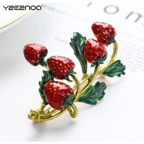 Summer Style Fruit Accessories Hat Bag Jewelry Wedding Pins Good Gift Multiple Enamel Strawberry Brooches For Women